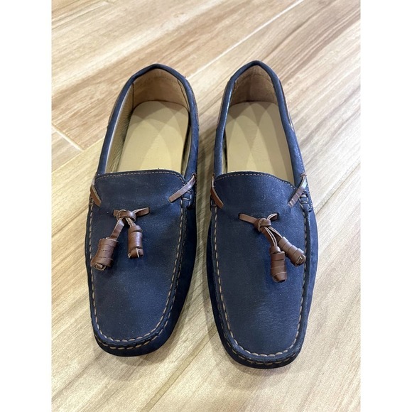 J.Crew Men Size 8 Driving Leather Moccasins Flats Tassel Blue Made in Italy main image 9